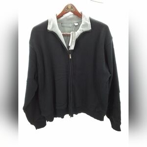 NEW OSCAR DE LA RENTA Men's BLACK Full Zip Fleece Lined Sweater Jacket Men's XXL